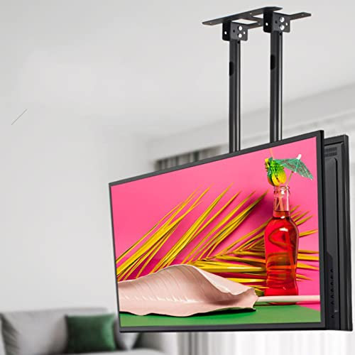 2 Sided Ceiling TV Lift - Adjustable Height Double Pole Single Screen TV Mount, Tilt Telescopic Ceiling TV Mount Bracket, Fits 60-100 Inch Low Profile TVs, Max VESA 900x600MM Happy house