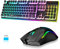 MAMBASNAKE L96 Kabellose Tastatur- Und Maus-Kombination Mechanisches Gefühl, Wiederaufladbare 3000mAh-RGB-Tastatur in Voller Größe Mit Pudding-Tastenkappen + Optische Mäuse Mit 4800 DPI, US Layout