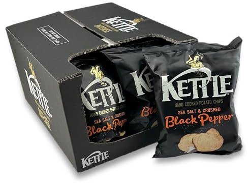 Kettle Chips Sea Salt & Crushed Black Pepper, hand-frittierte Kessel-Chips, in unterschiedlichen Geschmacksrichtungen 10x 130 g