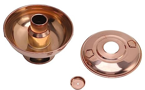 Pentola Cinese a Carbone, Piccola Pentola in Acciaio Inossidabile Carni Cinesi Fonduta Agnello Fornello All'aperto Tè al Latte Pentola Calda Per Cucina Picnic - Oro Rosa