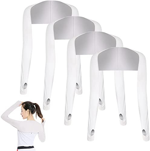 URFEDA UV Schutz Bolero - 4 Stück Damen Sonnenschutz Schal Arm Armstulpen Eisseide Kühlender Schal Kühlschal Armmanschettes Fingerlöcher Sonnencreme Cooler Shrug Golf Kühlung Schal Schultertuch