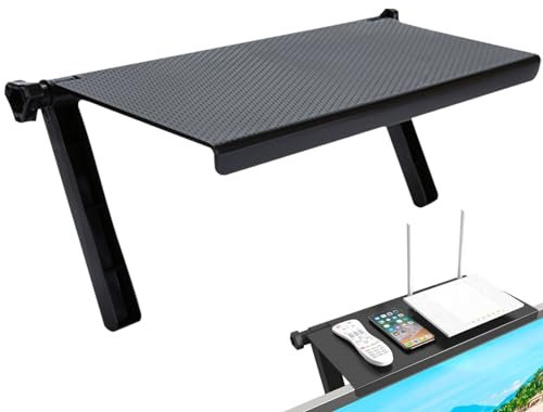 Wesoke TV Top Shelf Screen Top Storage Stand, Black Computer Monitor Top Mounting Bracket Adjustable Cable Box Mount Shelf with 13 inch/33cm Platform for Speakers, Router, Sound Bars, Game Console