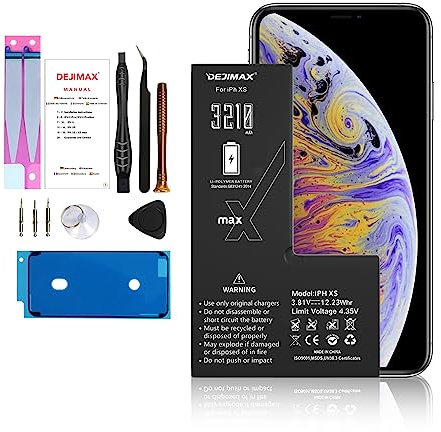 DEJIMAX Batterie pour iPhone XS, 3210mAh Batterie de Remplacement pour iPhone XS avec Tous Les Outils de Réparation - Grande Capacité, Nouvelle Batterie Li-ION 0 Cycle, Temps Plus Long