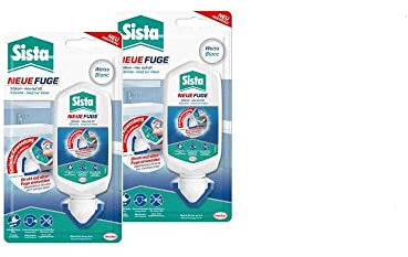 Sista NEUE FUGE, weiße Silikon Dichtmasse, in wenigen Minuten von IHH zu AHH, schimmelresistentes Sanitärsilikon für Küche und Bad, einfache Erneuerung von Fugen in nur einem Schritt, 2x80ml