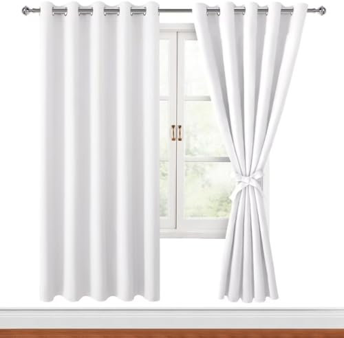 Hiasan Verdunklungsvorhänge Gardinen mit Ösen, Grau weiß Blickdicht Vorhänge, 2 Stück, 167 x 183 cm (Breite x Höhe), weiche Schiebevorhänge für Schlafzimmer,Wohnzimmer usw.