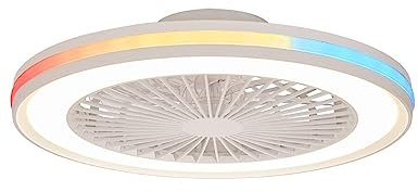 Ventilador de techo LED 60W GAMER 55.6×14.2cm Blanco con Mando a distancia Luces RGB