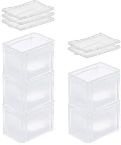 PROREGAL SuperSparSet 5x Transparenter Eurobehälter BasicLine mit geschlossenem Griff & Klickdeckel | HxBxT 22x20x30cm | 9,4 Liter | Eurobox Transportbox Transportbehälter Stapelbehälter