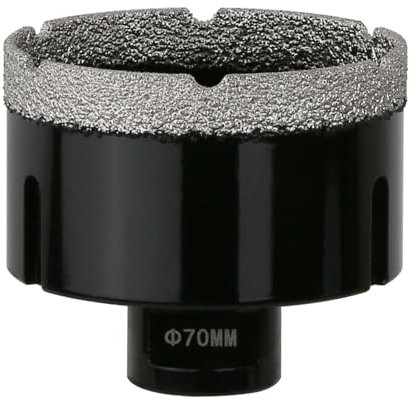 Vearter Broca de diamante seco de 70 mm, conexión de rosca M14, sierra perforadora soldada al vacío para mampostería, cortador de agujeros huecos para azulejos, mármol, granito, porcelana, hormigón y