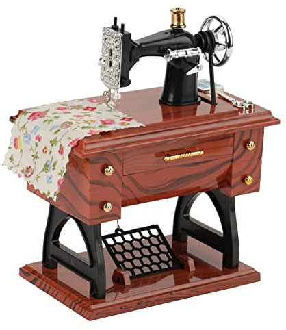 LetCart Spieluhren, Nähmaschinen Spieluhren Mini-Vintage-Stil Spieluhren Mini-Puppenhaus-Möbel, Mechanische Spieluhr für Geburtstag, Hochzeit, Geschenk