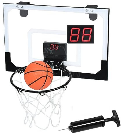 LZQ Mini Basketballkorb Indoor, Kinder Basketball Korb im Zimmer mit Bälle, Mini Hoop Hängendes Basketballbrett mit Elektronische Anzeigetafel und Sound, Tür Basketball-Board Wurfspiele Spielzeug