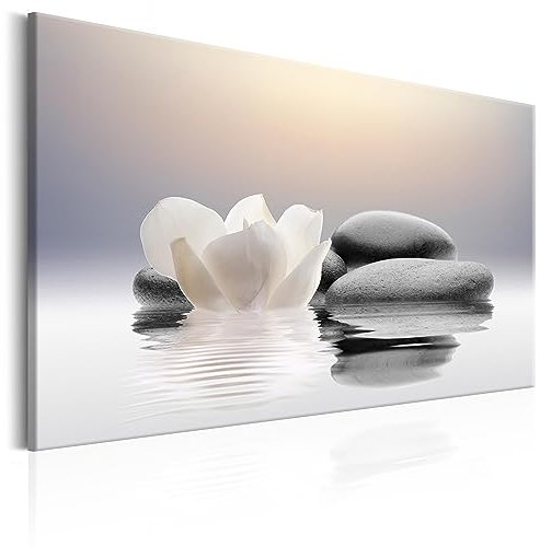 B&D XXL Acrylglasbild Zen 1 Teilig Wandbild auf Acryl Glasbilder Kunstdruck Moderne Acrylglas Platte Wanddekoration Geschenke Heimdekoration Glasbild - Blumen Steine Spa Wellness b-B-0095-k-a
