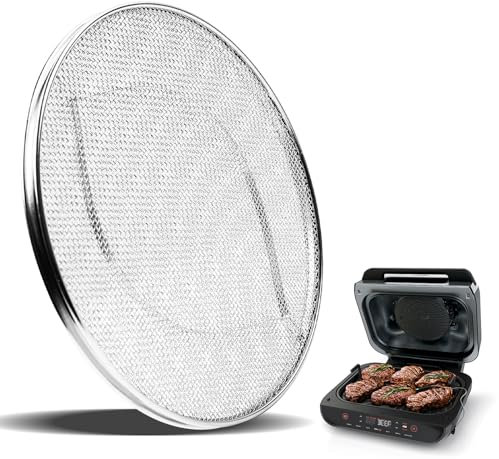HOIIME Stainless Steel Splash Guard, Reusable Stainless Steel Splatter Shield for Ninja Foodi FG551, 6 in 1 Air Fryer Accessories, Fine Mesh Splatter Screen, Ninja Replacement Screen Splash Guard