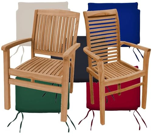Teako Design Sitzauflage 48 cm x 50 cm für Stapelstuhl Bari/Cosenza, Sitzkissen Outdoor, Gartenmöbel Zubehör, Multifunktionelles Polsterkissen, Sitzpolster für Bank, Stuhlkissen (Blau)