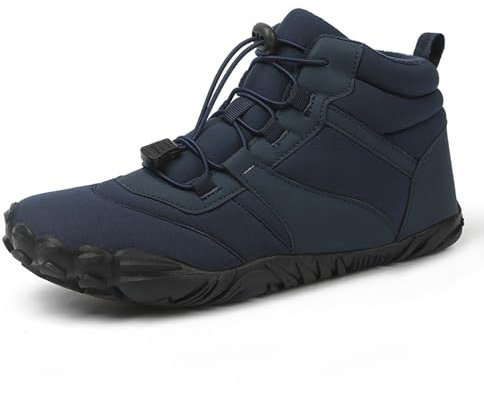 tqgold Barfußschuhe Herren Winter Damen Barfussschuhe Winterstiefel Wasserdicht Winterschuhe Warme Gefüttert Schneestiefel rutschfeste Barfuss Schuhe Stiefel(B688 Blau,36EU)