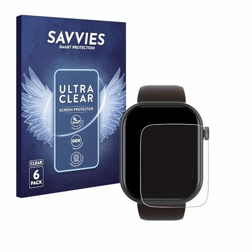 Savvies 6 Stück Schutzfolie für Smartwatch IDW19 1.8 Displayschutz-Folie Ultra-Transparent