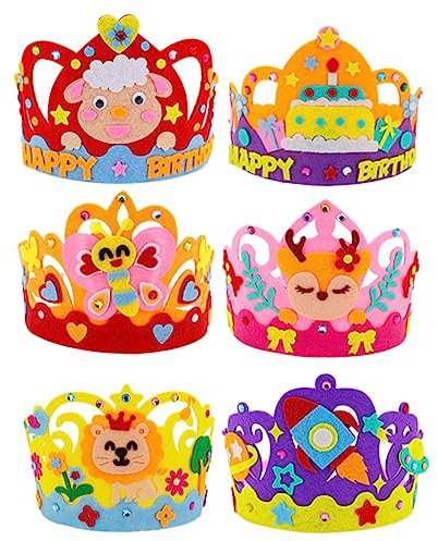 ibasenice 6 Sätze Kronenhut DIY Geburtstagskrone für Kinder DIY Vlieskrone Stirnband-Set Tiara geburtstagshut bausatz Kindergeburtstag Kopfschmuck Handbuch Materialien Partyhut Kopfbedeckung