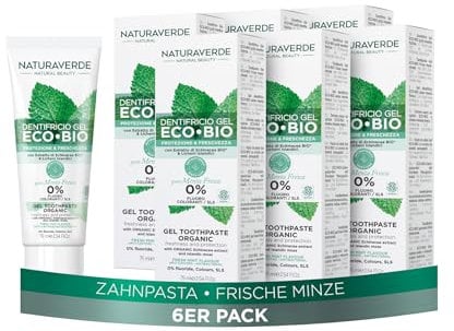 Naturaverde | BIO - Dentifricio ECO BIO Protezione & Freschezza, con Estratto di Echinacea e Licheni Islandici, 0% Fluoro, 6 x 75ml