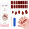 1 PCS Gel Nagellack Aufkleber, Full Wraps Nagelaufkleber, UV Nagelfolien, Nagellackstreifen, Cured Gel Nail Strips mit Nagelfeile und Stick, Nagelsticker für Frauen Mädchen (Rot)