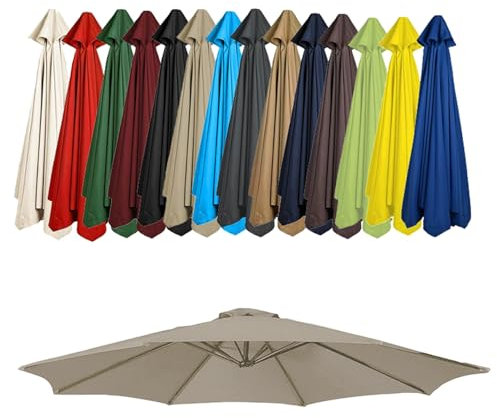 GZDXBF 200cm/270cm/300cm Toile De Rechange Pour Parasol, Housse De Rechange Pour Parasol À 6/8 Baleines, Auvent De Parasol De Remplacement(Color:Top color,Size:8 ribs: 3m/9.8ft)