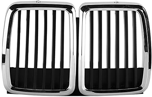 Kühlergrill Vorne in der Mitte, Chrom, Ersatz, OE-Nummer 51131884350, Langlebiges ABS-Material für E30 M3 3er-Serie 325i 318i 320i