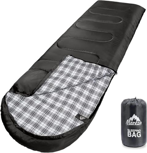 MEREZA Schlafsäcke XL für Herren, groß, breit, für Camping, große und große Schlafsäcke für Damen und Erwachsene, warm mit Kompressionssack, kaltes Wetter und warm (Graphitschwarz)