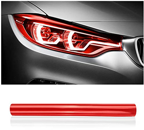 120x30cm Zuschneidbar & Dehnbar Scheinwerfer Folie,Scheinwerfer-Rücklicht-Nebelscheinwerfer Vivid Tönungsfolie,Selbstklebende Tönungsfolie Auto für Auto Deko (Rot)