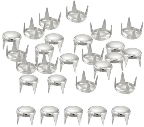 QUARKZMAN 80 Piezas Remaches de Cúpula Redonda en Color Plata, 6mm Tachuelas de Púas de Latón para Ropa Diy, Cinturón de Bolsa de Zapatos, Pulsera de Cuero, Artesanía de Cuero