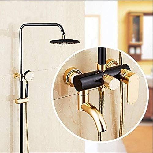 RASOANOA Schwarzes Duschset, goldene und Schwarze Badarmaturen, Badarmaturen, Duscharmatursäule, schwarzes Duschpaneel, Regendusche, Aluminium Ambitious