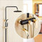 RASOANOA Schwarzes Duschset, goldene und Schwarze Badarmaturen, Badarmaturen, Duscharmatursäule, schwarzes Duschpaneel, Regendusche, Aluminium Ambitious