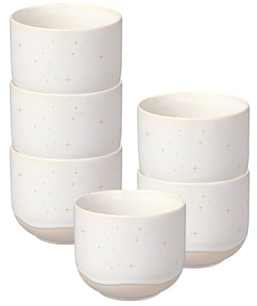 like. by Villeroy & Boch Winter Glow Lot de 6 tasses de Noël en porcelaine de qualité supérieure, 260 ml, avec effet émaillé et décor étoiles, beige