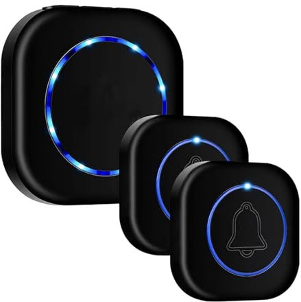 Wireless Plug-in Doorbell with 1 Receiver & 2 Waterproof Transmitter Door Bells – 110dB Sound, 36 Melodies, Easy Installation, Cordless Home Security System, Ideal for Front Doors & Entryways