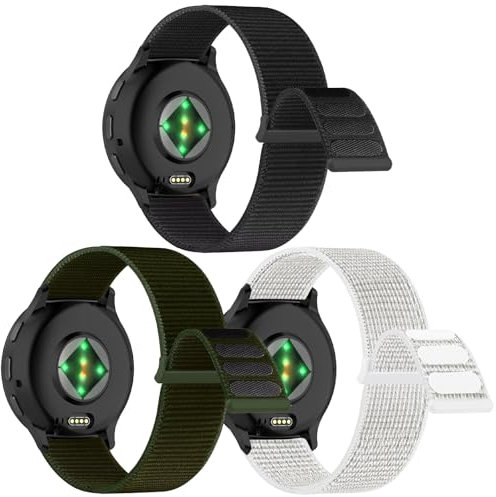 Gittos 20mm Nylon Armband für Garmin Vivoactive 5/3, Garmin Vivomove 3/HR/Style/Luxe, Garmin Forerunner 55/165/245/645 Music/Venu Sq 2 20mm Nylon Armbänder Sport Verstellbares Ersatz Uhrenarmband