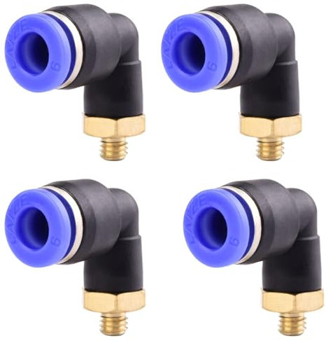 4 pièces 6mm M5 PT Raccords enfichables pneumatiques coudés à 90° avec filetage extérieur Raccords rapides pneumatiques pour tuyaux enfichables Raccord d'air comprimé Push-In