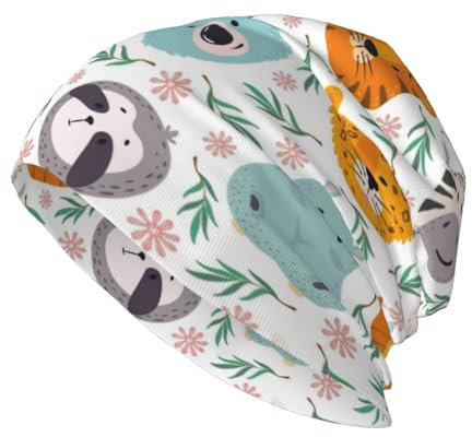 ZSOSIXDEAL Ti-ger Koala-Beanie-Mütze für Erwachsene, Stretch, Totenkopf-Mütze, leicht, lässig, Chemo-Kappen, weich, warm, Strickmütze, Kopfbedeckung für Damen und Herren, Radfahren, Reisen, Joggen,