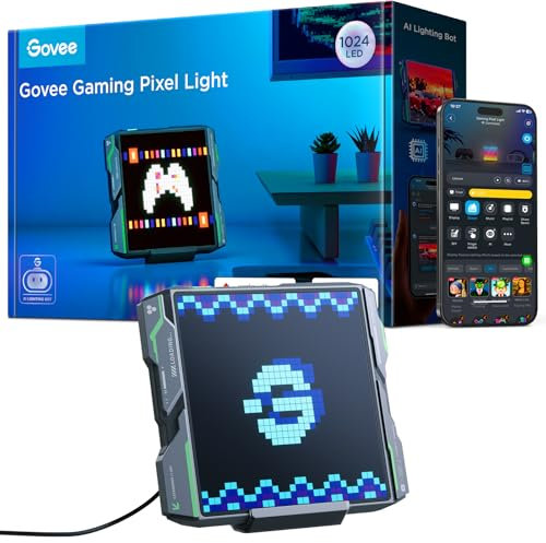 Govee Pixel Light Gaming, 32x32 RGB LED Panel, Smart Pixel Art Light, 150+Scene Modes and Music Sync, with AI Lighting Generation, Work with Alexa & Google Assistant for Tabletop Setup and Game Room