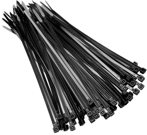 Lot de 100 attaches de câble autobloquantes en nylon multi-usages pour la maison, le bureau, le jardin, les projets de bricolage, la gestion des câbles métalliques - Noir