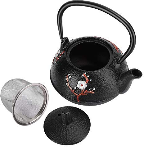 Tetsubin Teekessel, Ausgaberchenkessel mit Gerader Haken mit Edelstahlfilter für Kaffee Teebeutel