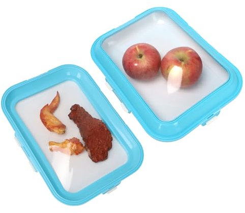 EOAMGO 2 Pack Stretch Fresh Storage Trays with Lids, Stackable Fridge Storage Containers, Reusable Organisers for Cheese, Sandwiches, Salmon & More