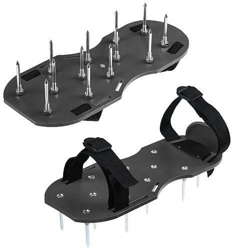 Home Markt24 Chaussures aératrices de pelouse avec crampons - Chaussures de jardin pour aération du sol - Sandales réglables pour l'entretien et la ventilation de la pelouse