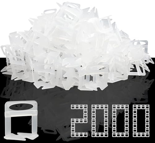 SDLDEER Fliesen Nivelliersystem 2mm, 2000 Stück Zuglaschen Fliesen Nivellierhilfe Fliesenverlegehilfe, Fugenbreite Verlegehilfe für DIY and Profi(2mm, 2000 Laschen)