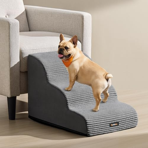 Feandrea 3-Step Dog Stairs, Waterproof, Anti-Slip, Gentle Slope Dog steps