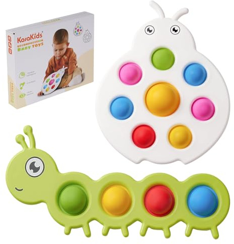 Hainue 2 Pcs Push und Pop Spielzeug für Babys ab 10 Monate,Silikon Push Bubble Sensorik Spielzeug,Farbenfrohes Montessori Lernspielzeug,Sichere & Hochwertige für Kleinkinder Kinder Jungs & Mädchen