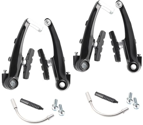 2 Paar Fahrrad V Brake Set, V-Bremse Bremsen Kit Vorne und Hinten, Aluminium V-Bremsen mit Bremsbelägen und Zubehör, Ersatz Bremsenset für MTB Mountainbike Rennrad BMX