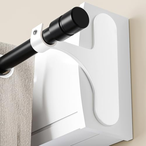niffgaff Support Tringle Rideaux Sans Perçage pour Coffre Volet Roulant - Fixation Auto-adhésive, Lot de 2 pour Barres 19-28 mm, Métal Résistant, Installation Rapide, Blanc