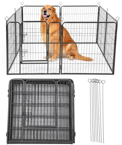 Garvee Outdoor Dog Playpen,Heavy Duty Metal Pet Exercise Pen,40 Inch, 8 Panels Metal Dog Fence with Gate, Pet Fence for Large/Small Dogs, Portable Dog Fence for RV Camping, Yard