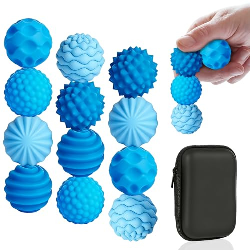 12 Stück Magnetische Fidget Toys, 12PCS Silikon Magnetkugeln Stressball für Kinder Magnetische Bälle Anti-Stress Bälle Spielzeug Sensorik Spielzeug für Autismus, ADHS, Angststörungen(Blau)