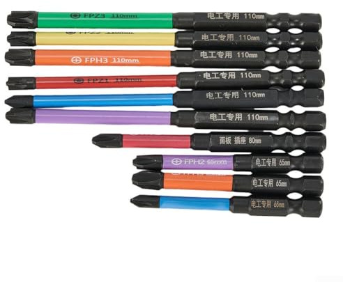 Special Cross Screwdriver Set for Electricians, Alloy Steel HRC63 with Magnetism, FPH/FPZ Bits 4.5-7mm, 65-110mm Length, 10pcs Kit for Socket Switch and Circuit Breaker Repair
