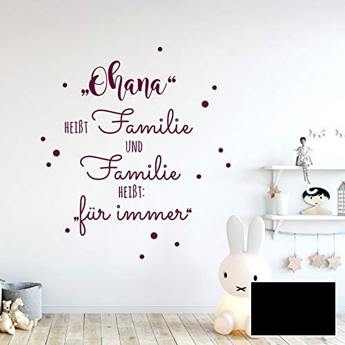 Wandtattoo Aufkleber Spruch Ohana heißt Familie Wanddeko Wandgestaltung M2234 - ausgewählte Farbe: *schwarz* ausgewählte Größe: *L - 67cm hoch x 53cm breit*