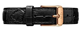 Daniel Wellington Petite Reading, Schwarz/Roségold Uhrenarmband, 14mm, Leder, für Damen