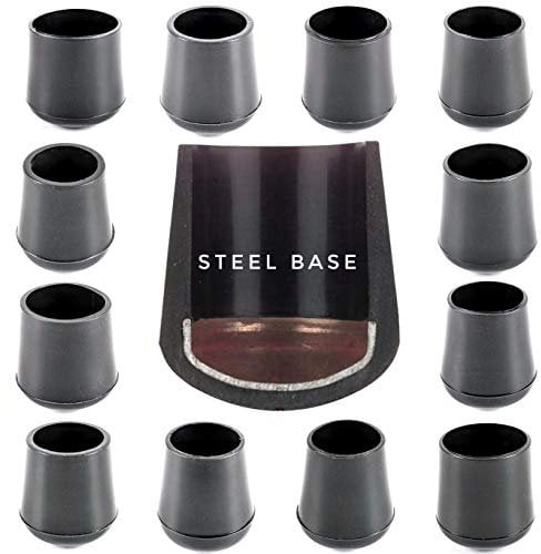 Multipurpose Feet. Rubber Ferrules with Hard-Wearing Steel Insert, Range of Sizes, Made in Germany (Black, 18mm - See Second Image Before Ordering This Size, Pack of 4)